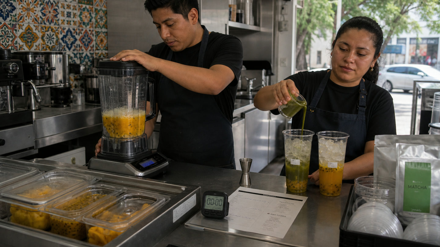Mango Passionfruit Matcha Frappe